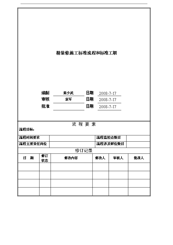【定稿】萬科精裝修施工標準流程和標準工期管理資料_制度匯編